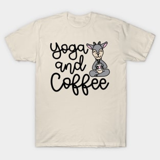 Yoga and Coffee Goat Yoga Fitness Funny T-Shirt